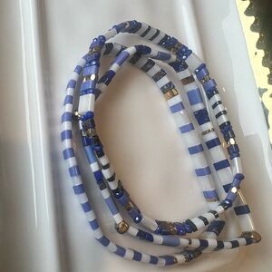 #19 Trending Tile Beaded Stretch Bracelet Set - Blue & White